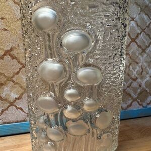 Vintage Iittala art glass vase by Oiva Toikka, Brutalist style.